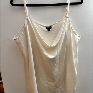 torrid ivory satin draped cowl neck camisole
